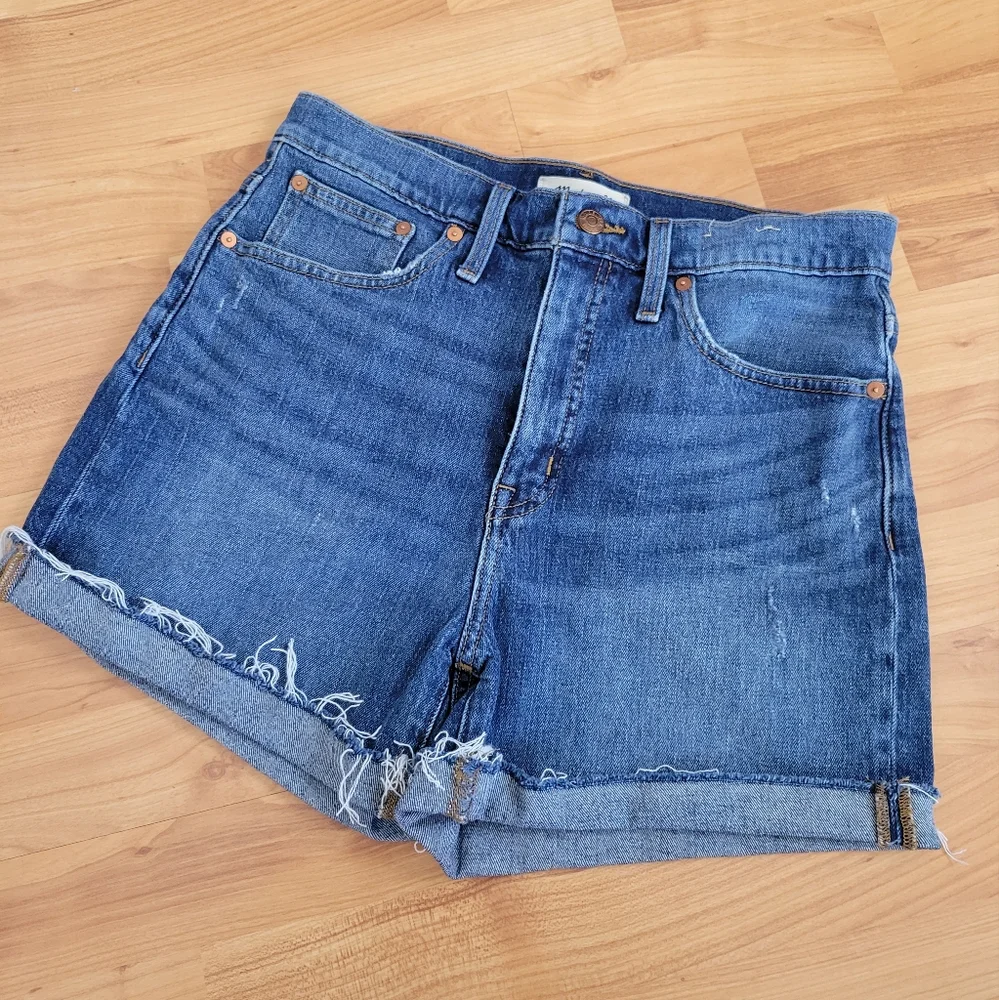 Madewell High Rise Jean Cutt Off Shorts 28 Glenoaks Medium Blue Wash